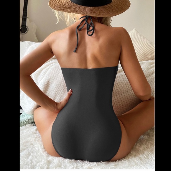 Open front halter monokini one piece - Picture 3 of 7